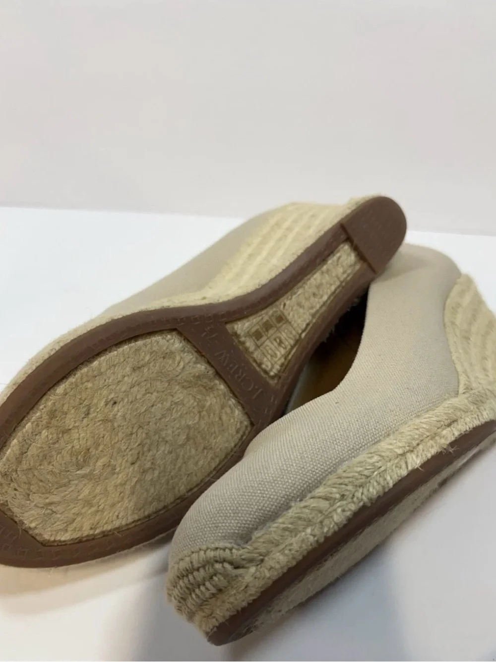 J Crew Beige Canvas Espadrille Wedge Pumps - Women